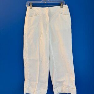 Liz Claiborne White Wide-leg Jeans Audra Cotton Cropped Pants - Size 6